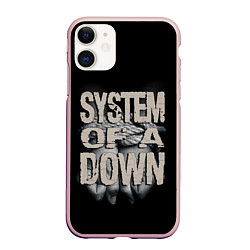 Чехол iPhone 11 матовый System of a Down, цвет: 3D-светло-розовый
