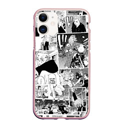 Чехол iPhone 11 матовый Токийские мстители манга, цвет: 3D-светло-розовый