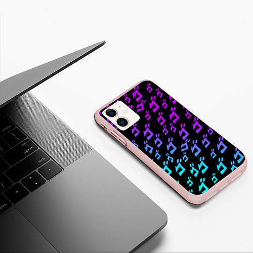 Чехол iPhone 11 матовый JOJOS BIZARRE ADVENTURE NEON PATTERN НЕОН УЗОР / 3D-Светло-розовый – фото 3