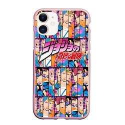 Чехол iPhone 11 матовый JOJOS BIZARRE ADVENTURE HEROES ЦВЕТНОЙ, цвет: 3D-светло-розовый