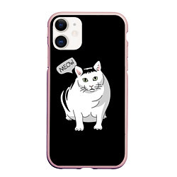 Чехол iPhone 11 матовый КОТ БЕНДЕР МЕМ, цвет: 3D-светло-розовый
