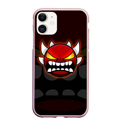 Чехол iPhone 11 матовый Geometry Dash: Red Demon, цвет: 3D-светло-розовый