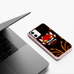 Чехол iPhone 11 матовый Geometry Dash: Fire Chains, цвет: 3D-светло-розовый — фото 2