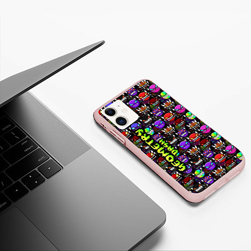 Чехол iPhone 11 матовый Geometry Dash: Heroes / 3D-Светло-розовый – фото 3