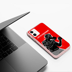 Чехол iPhone 11 матовый Life is a movement, цвет: 3D-светло-розовый — фото 2