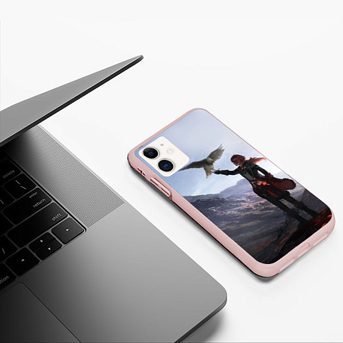 Чехол iPhone 11 матовый ДИЛЮК С ЯСТРЕБОМ DILUC / 3D-Светло-розовый – фото 3