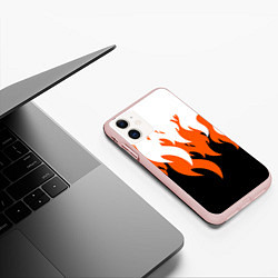 Чехол iPhone 11 матовый Оранжевый Огонь, цвет: 3D-светло-розовый — фото 2