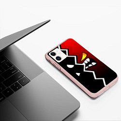 Чехол iPhone 11 матовый Geometry Dash: Black x Red, цвет: 3D-светло-розовый — фото 2