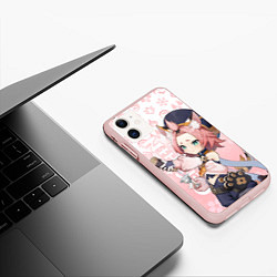 Чехол iPhone 11 матовый GENSHIN IMPACT, ДИОНА ГЕНШИН ИМПАКТ, цвет: 3D-светло-розовый — фото 2