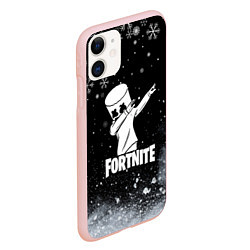 Чехол iPhone 11 матовый НОВОГОДНИЙ FORTNITE MARSHMELLO, цвет: 3D-светло-розовый — фото 2