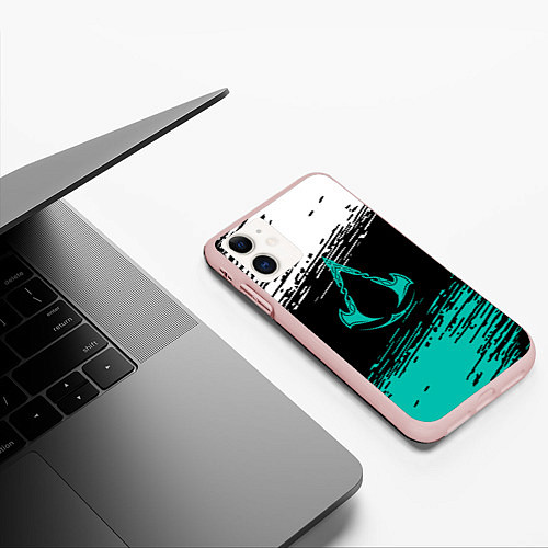 Чехол iPhone 11 матовый Assassins creed Valhalla убийца / 3D-Светло-розовый – фото 3