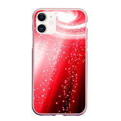 Чехол iPhone 11 матовый Красная космическая спираль, цвет: 3D-светло-розовый