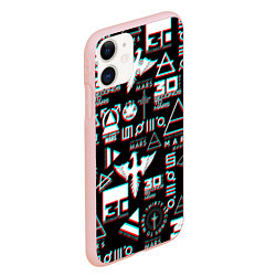 Чехол iPhone 11 матовый 30 Seconds to Mars - Glitch, цвет: 3D-светло-розовый — фото 2