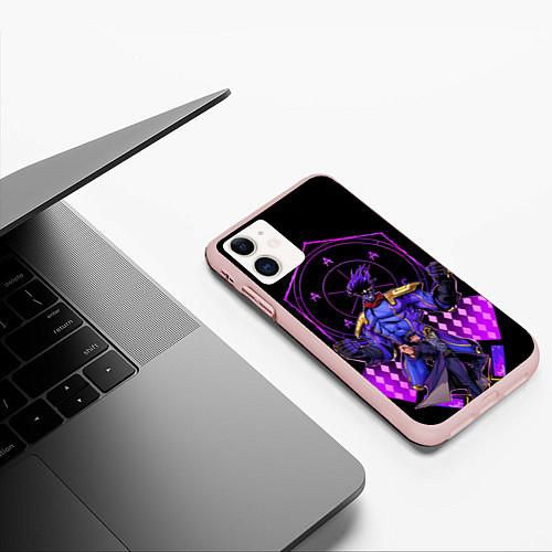 Чехол iPhone 11 матовый Джотаро Куджо и платиновая звезда / 3D-Светло-розовый – фото 3