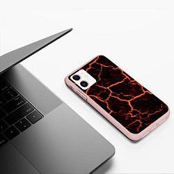 Чехол iPhone 11 матовый Раскаленная лаваhot lava, цвет: 3D-светло-розовый — фото 2