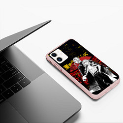 Чехол iPhone 11 матовый МАЙКИ И ДРАКЕН КРАСНЫЕ БРЫЗГИ ТОСВА, цвет: 3D-светло-розовый — фото 2
