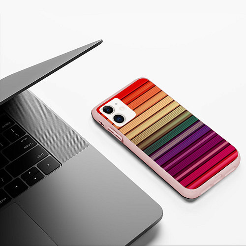 Чехол iPhone 11 матовый CUBER RAINBOW / 3D-Светло-розовый – фото 3