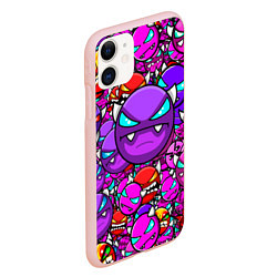 Чехол iPhone 11 матовый Geometry Dash эмоции demon, цвет: 3D-светло-розовый — фото 2