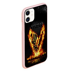 Чехол iPhone 11 матовый Викинги Огонь, цвет: 3D-светло-розовый — фото 2