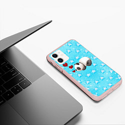 Чехол iPhone 11 матовый Сонная милая панда, цвет: 3D-светло-розовый — фото 2