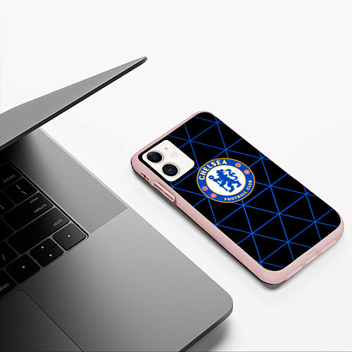 Чехол iPhone 11 матовый Челси football club / 3D-Светло-розовый – фото 3