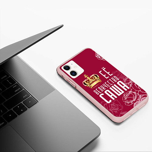 Чехол iPhone 11 матовый Её величество Прекрасная Александра / 3D-Светло-розовый – фото 3