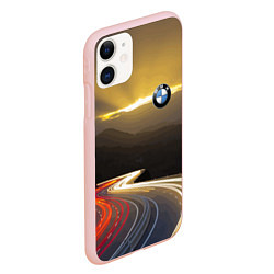 Чехол iPhone 11 матовый BMW Night route, цвет: 3D-светло-розовый — фото 2