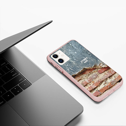 Чехол iPhone 11 матовый Street art Wall / 3D-Светло-розовый – фото 3