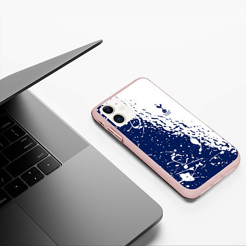 Чехол iPhone 11 матовый Тоттенхэм Хотспур брызги / 3D-Светло-розовый – фото 3