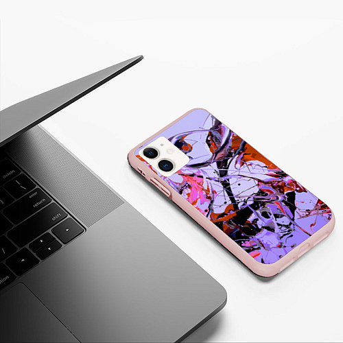 Чехол iPhone 11 матовый Color abstraction Pattern Vanguard / 3D-Светло-розовый – фото 3