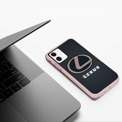 Чехол iPhone 11 матовый LEXUS Lexus - Карбон / 3D-Светло-розовый – фото 3