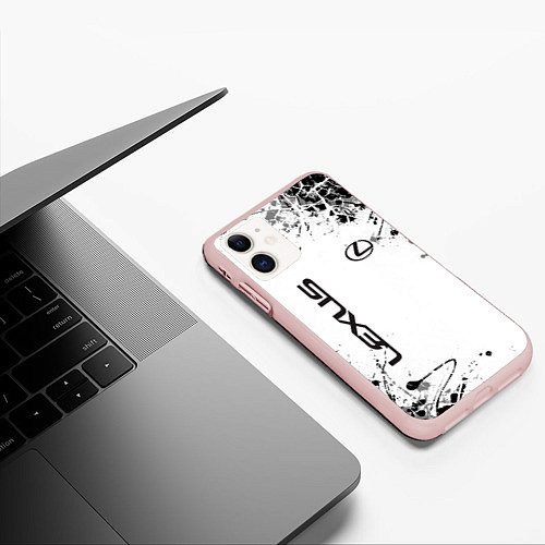 Чехол iPhone 11 матовый Lexus texture Трещины / 3D-Светло-розовый – фото 3