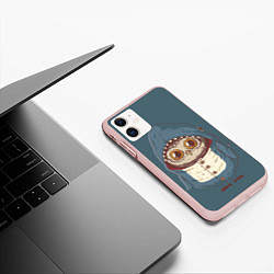 Чехол iPhone 11 матовый Совушка-в костюме акулы, цвет: 3D-светло-розовый — фото 2