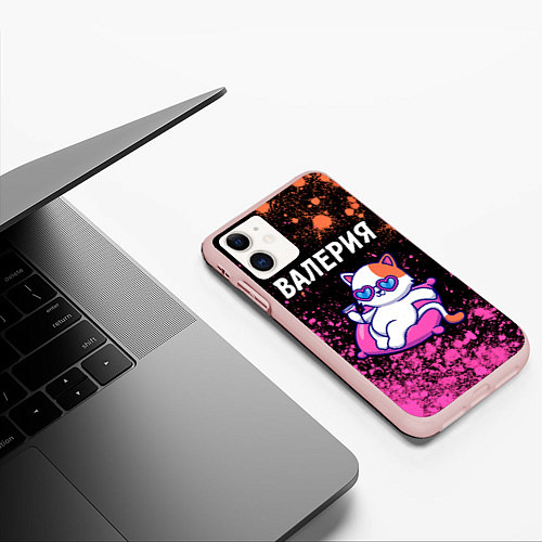 Чехол iPhone 11 матовый Валерия КОШЕЧКА Арт / 3D-Светло-розовый – фото 3