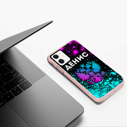 Чехол iPhone 11 матовый Денис Россия / 3D-Светло-розовый – фото 3