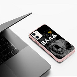Чехол iPhone 11 матовый Влад Россия Медведь, цвет: 3D-светло-розовый — фото 2