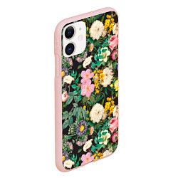 Чехол iPhone 11 матовый Паттерн из летних цветов Summer Flowers Pattern, цвет: 3D-светло-розовый — фото 2