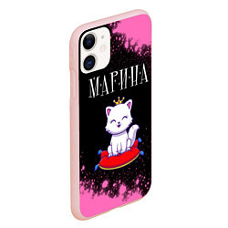 Чехол iPhone 11 матовый Марина - КОШКА - Брызги, цвет: 3D-светло-розовый — фото 2