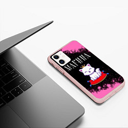 Чехол iPhone 11 матовый Марина - КОШКА - Брызги, цвет: 3D-светло-розовый — фото 2