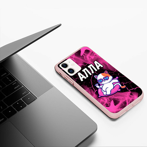 Чехол iPhone 11 матовый Алла КОШЕЧКА Пламя / 3D-Светло-розовый – фото 3