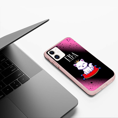 Чехол iPhone 11 матовый Ева КОШКА Минимализм / 3D-Светло-розовый – фото 3