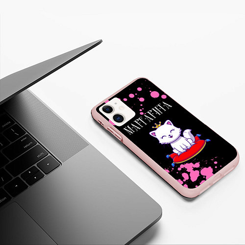 Чехол iPhone 11 матовый Маргарита КОШКА Брызги / 3D-Светло-розовый – фото 3