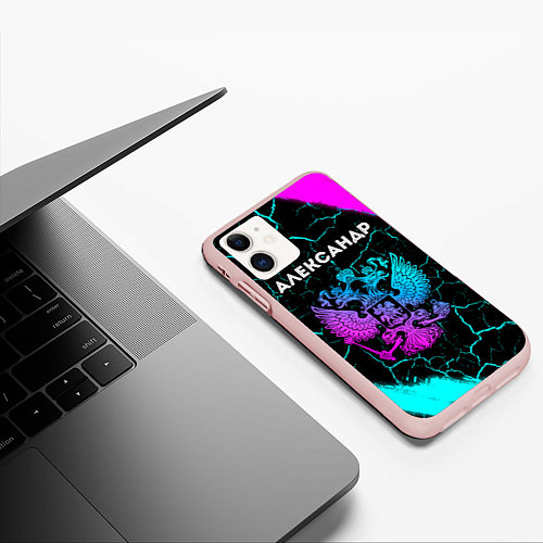 Чехол iPhone 11 матовый Александр Россия / 3D-Светло-розовый – фото 3