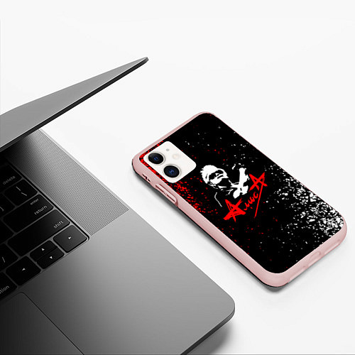 Чехол iPhone 11 матовый Alisa алиса кинчев / 3D-Светло-розовый – фото 3
