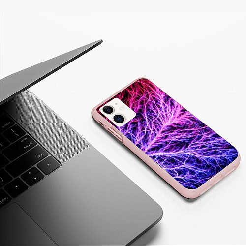 Чехол iPhone 11 матовый Авангардный неоновый паттерн Мода Avant-garde neon / 3D-Светло-розовый – фото 3