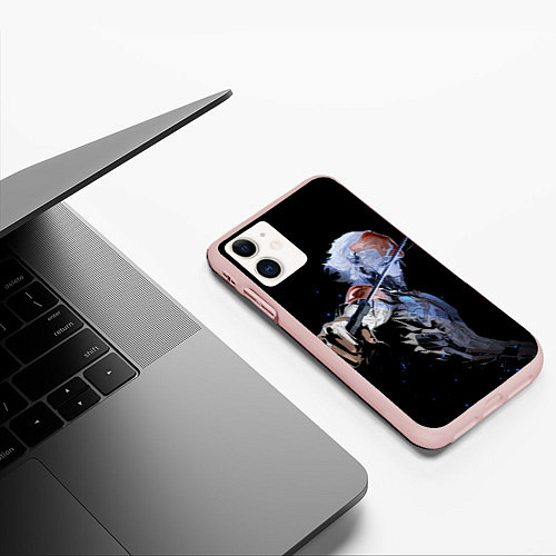 Чехол iPhone 11 матовый METAL GEAR RISING Райден с мечом / 3D-Светло-розовый – фото 3