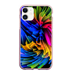 Чехол iPhone 11 матовый Абстрактная неоновая композиция Abstract neon comp, цвет: 3D-светло-розовый