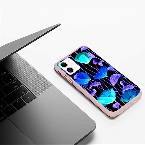 Чехол iPhone 11 матовый Авангардный цветочный паттерн Fashion trend / 3D-Светло-розовый – фото 3