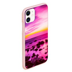 Чехол iPhone 11 матовый Just a sunset, цвет: 3D-светло-розовый — фото 2