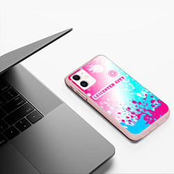 Чехол iPhone 11 матовый Leicester City Neon Gradient, цвет: 3D-светло-розовый — фото 2